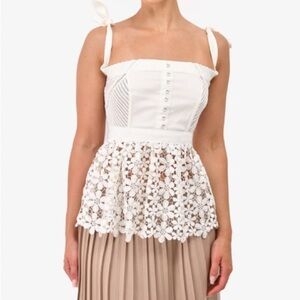 Self portrait - lace white eyelet detail top size 4